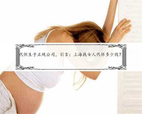 代怀生子正规公司，引言：上海找女人代怀多少钱？